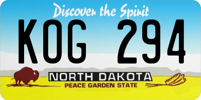 ND license plate KOG294