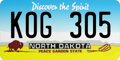 ND license plate KOG305