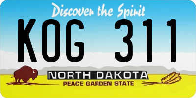 ND license plate KOG311