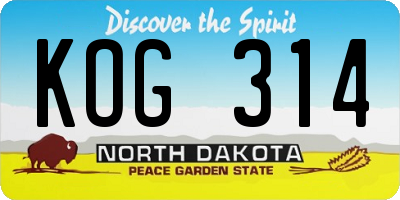 ND license plate KOG314