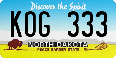 ND license plate KOG333
