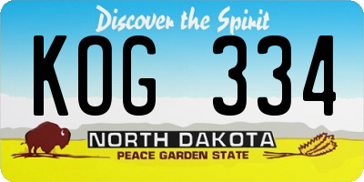 ND license plate KOG334