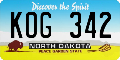 ND license plate KOG342