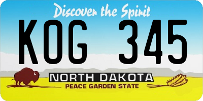 ND license plate KOG345