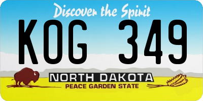 ND license plate KOG349