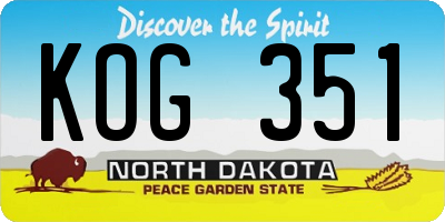 ND license plate KOG351