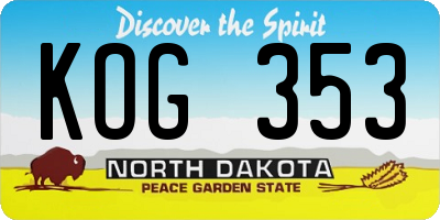 ND license plate KOG353