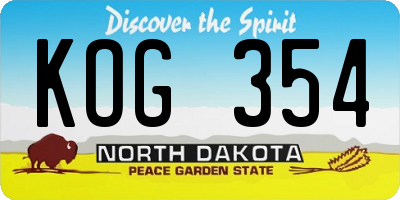ND license plate KOG354