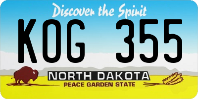 ND license plate KOG355