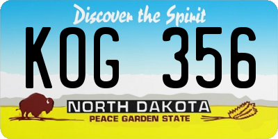 ND license plate KOG356
