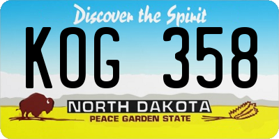 ND license plate KOG358