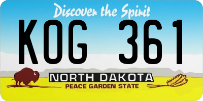 ND license plate KOG361