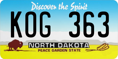 ND license plate KOG363