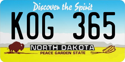 ND license plate KOG365