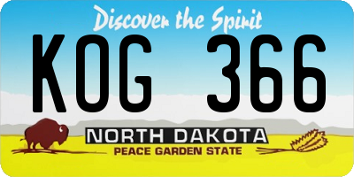ND license plate KOG366