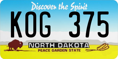 ND license plate KOG375