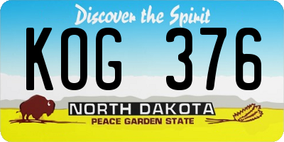 ND license plate KOG376