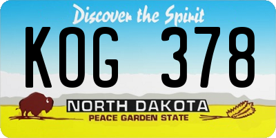ND license plate KOG378