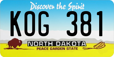 ND license plate KOG381