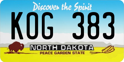 ND license plate KOG383