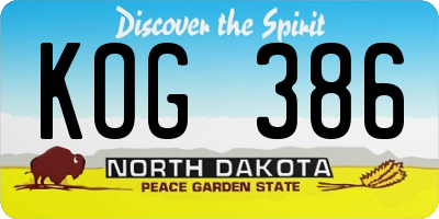 ND license plate KOG386