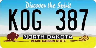 ND license plate KOG387