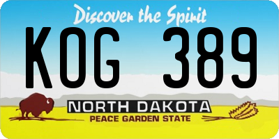 ND license plate KOG389