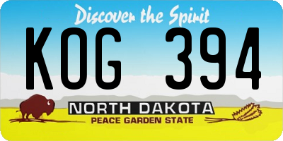 ND license plate KOG394