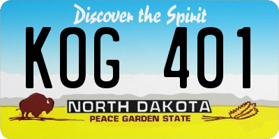 ND license plate KOG401