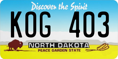 ND license plate KOG403