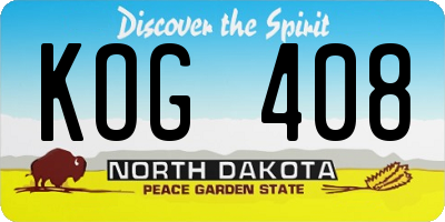 ND license plate KOG408