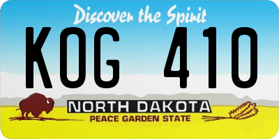 ND license plate KOG410