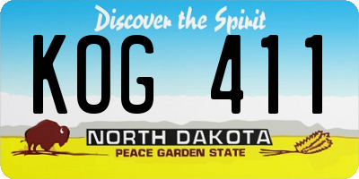 ND license plate KOG411