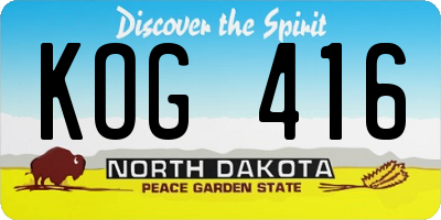 ND license plate KOG416