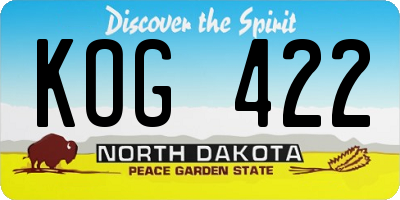 ND license plate KOG422