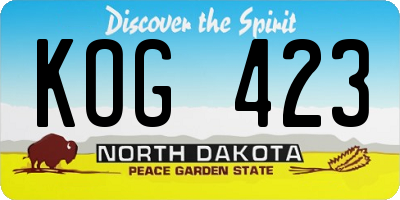 ND license plate KOG423