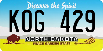 ND license plate KOG429