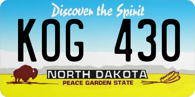 ND license plate KOG430