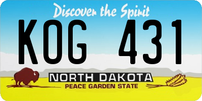 ND license plate KOG431