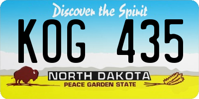 ND license plate KOG435