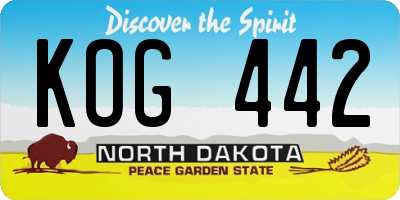 ND license plate KOG442