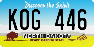 ND license plate KOG446