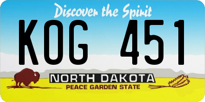 ND license plate KOG451