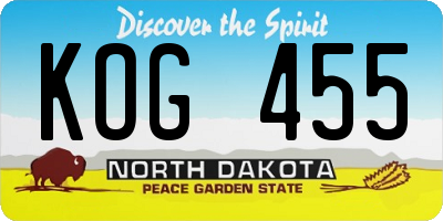 ND license plate KOG455
