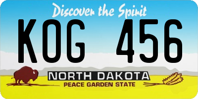 ND license plate KOG456