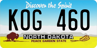 ND license plate KOG460