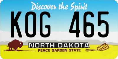 ND license plate KOG465