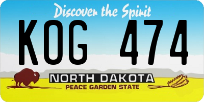 ND license plate KOG474