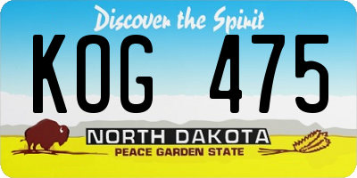 ND license plate KOG475