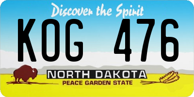 ND license plate KOG476